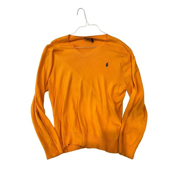 Polo Ralph Lauren V Neck Sweater Orange Mens XL - Picture 1 of 3